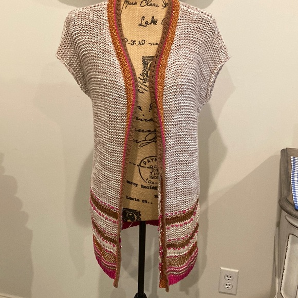 Chico's Sweaters - Chicos metallic bronze hot pink woven sweater cardigan! Perfect for fall! Size O